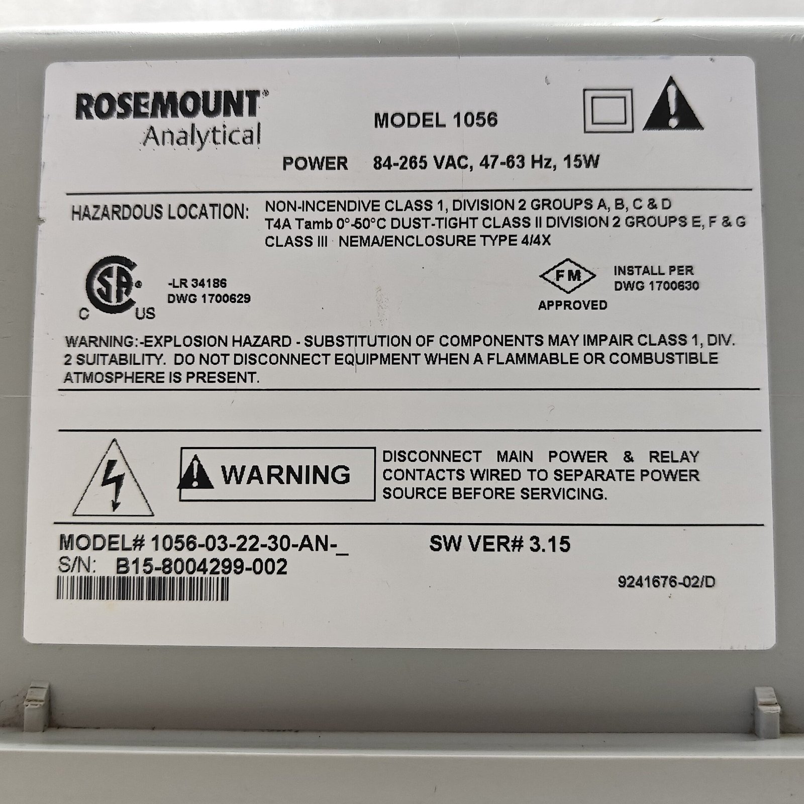 EMERSON ROSEMOUNT 1056-03-22-30-AN Intelligent Dual Input Analyzer Transmitter - Image 6