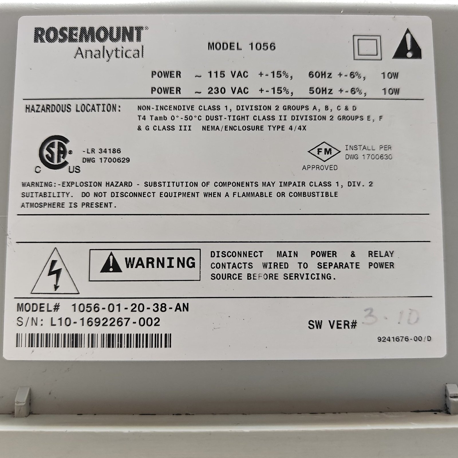 ROSEMOUNT 1056-01-20-38-AN DUAL INPUT INTELLIGENT ANALYZER SW 3.10 - Image 8