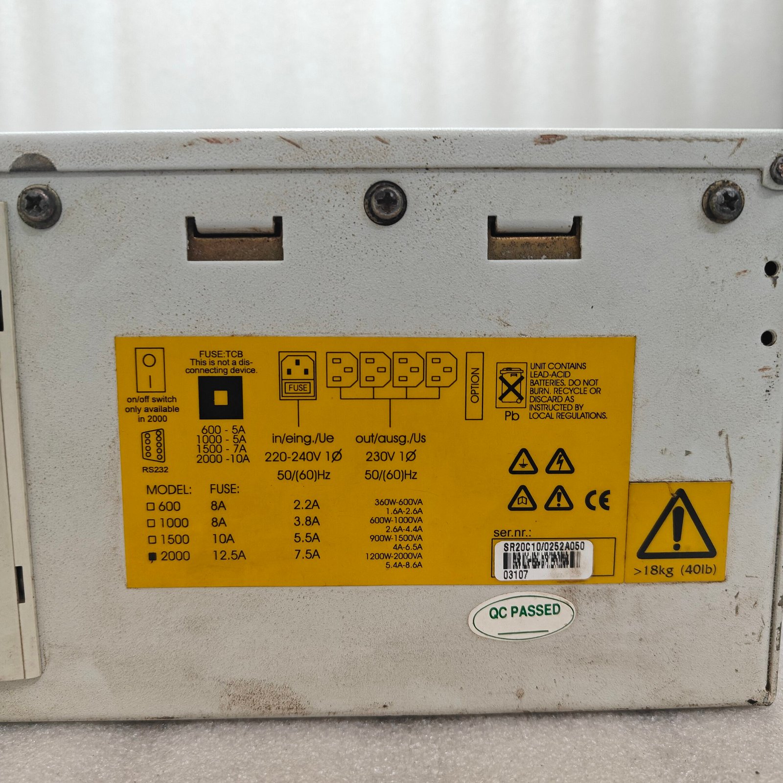 GE DIGITAL ENERGY UPS NETPRO 2000 1200W 2000VA 5.4A-8.6A POWER SUPPLY - Image 9
