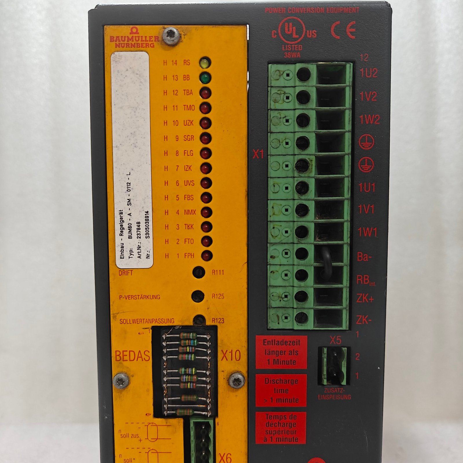 BAUMULLER BUM60-30/60-31-B-000 SERVO DRIVE CONTROLLER TYPE BUM-A-SM-0112-L - Image 3