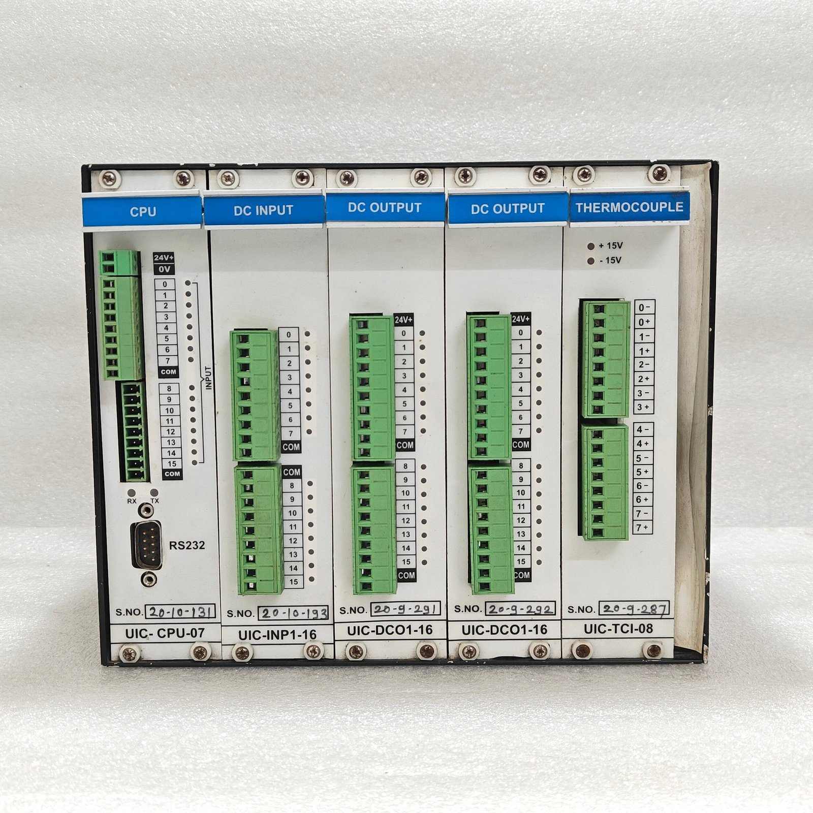 ULTRA UIC PLC SYSTEM: UIC-CPU-07, UIC-INP1-16, UIC-DCO1-16 (Qty 2), UIC-TCI-08