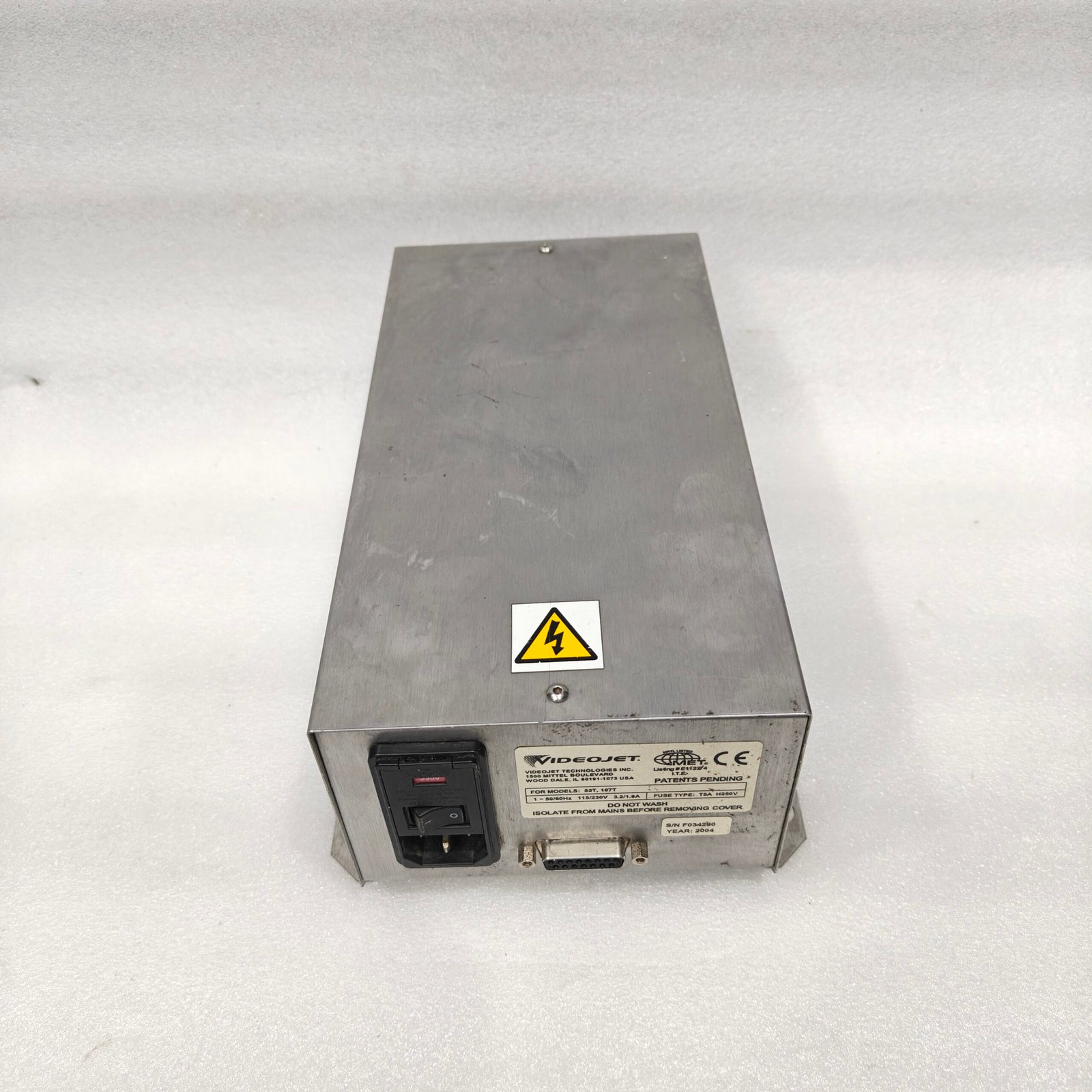 VIDEOJET Power Supply Unit for 53T 107T Inkjet Printer 115/230V 3.2/1.6A 2004
